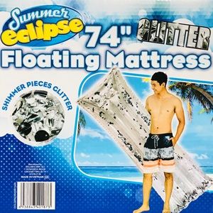 NEW Silver Glitter 74” Floating Pool Mattress